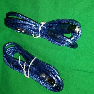 Bundle of Two 5 ft. Type A Male to Type B Male USB 2.0 Translucent Blue New